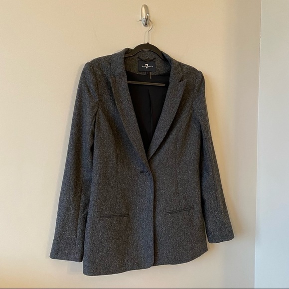 7 for All Mankind-Wool Blend Boyfriend Blazer (Size:Large) - Picture 5 of 11